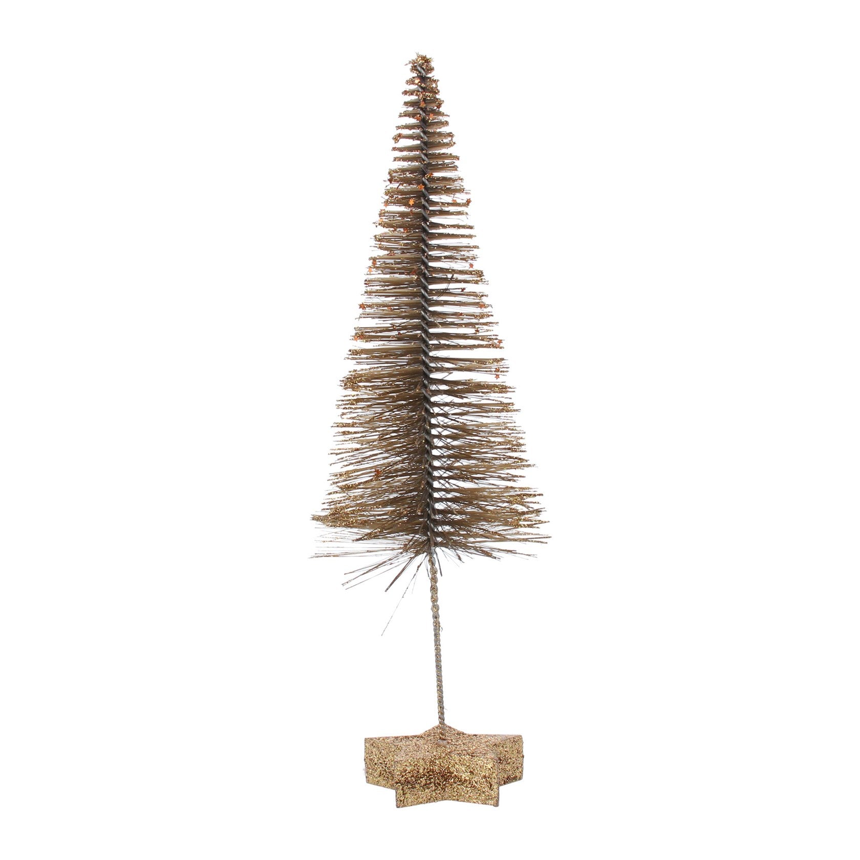 Dark Gold Bristle Tree Ornament on Star Base, Large