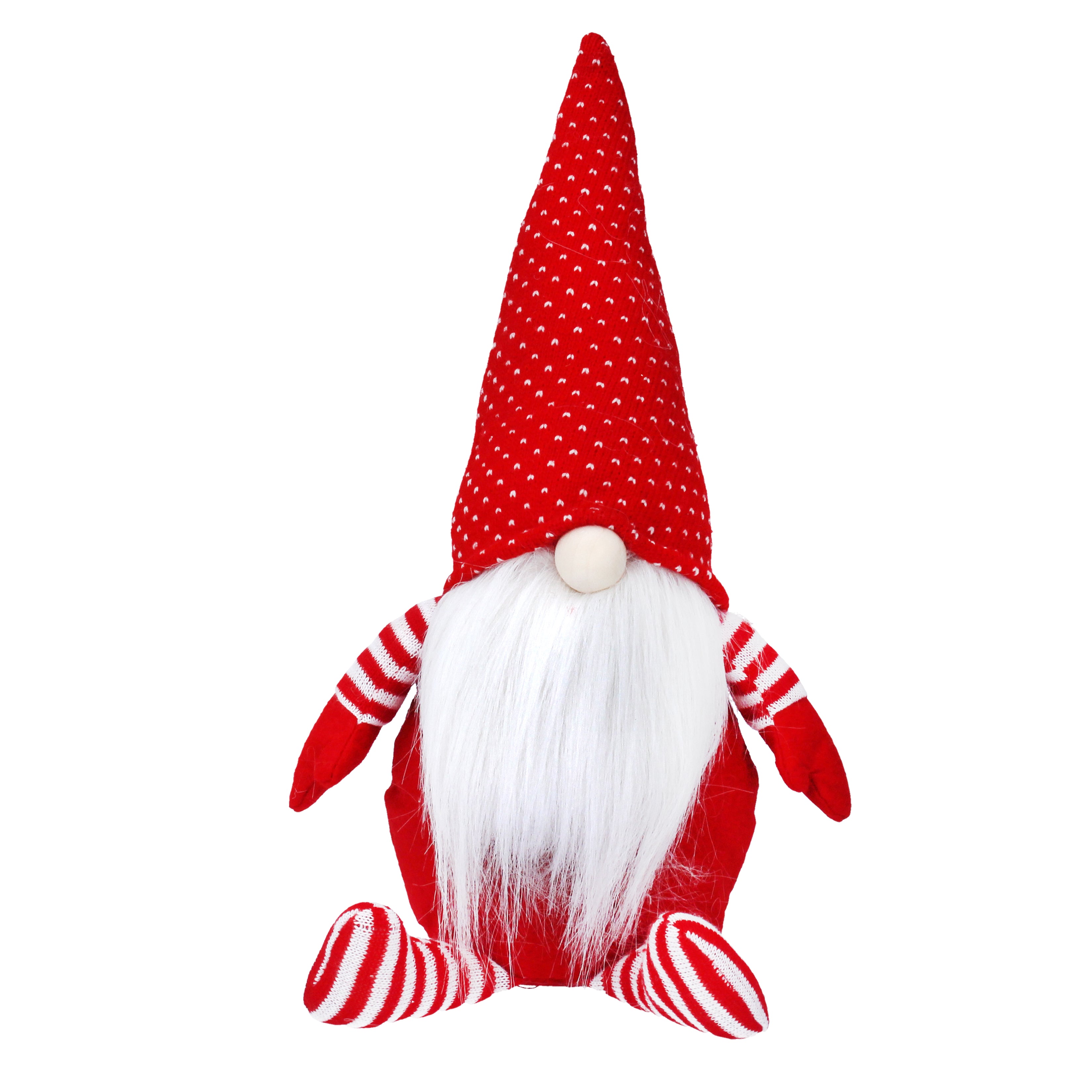 Red & White Plush Nordic Fabric Sitting Santa - Medium