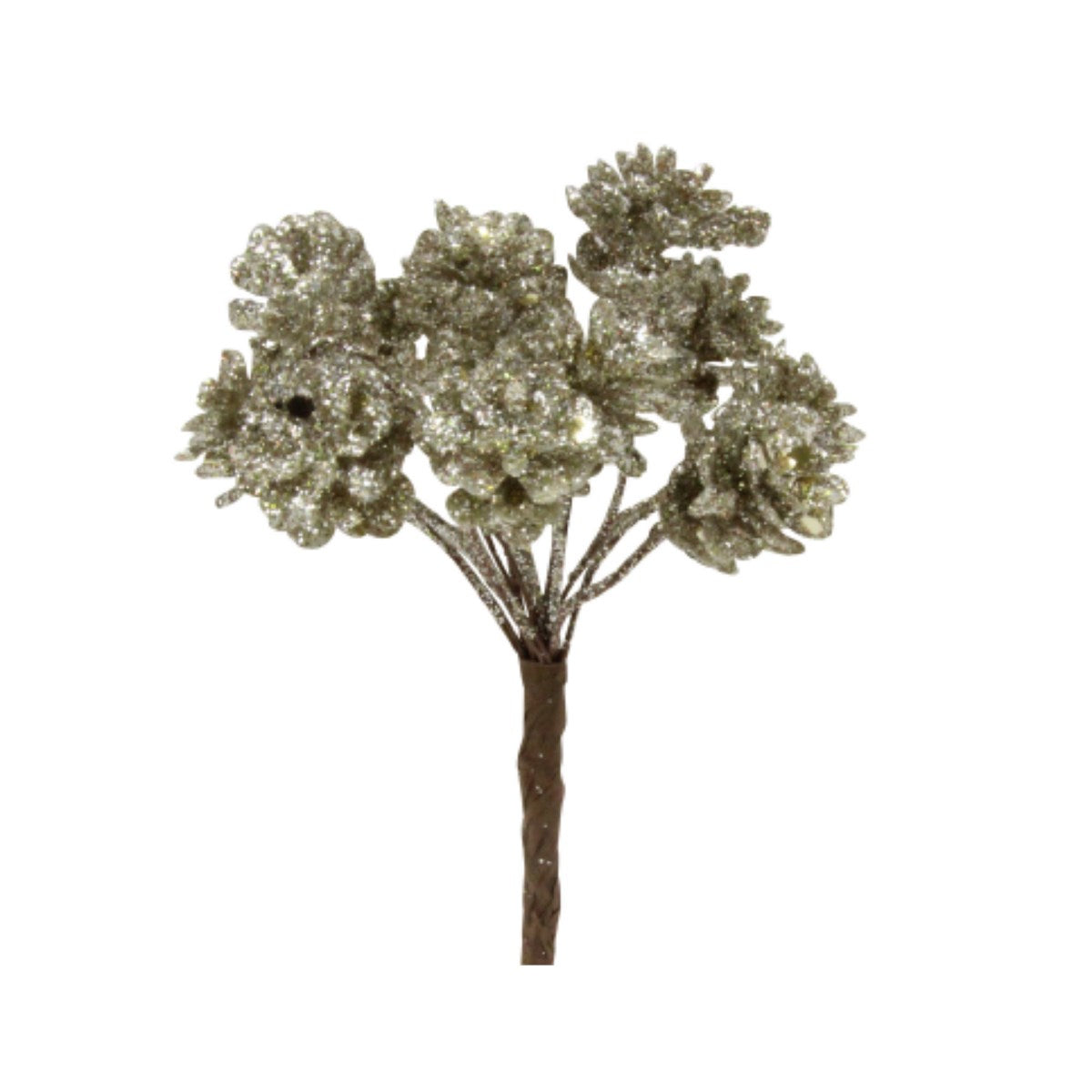 Festive Pale Gold Glitter Pinecone Bunch