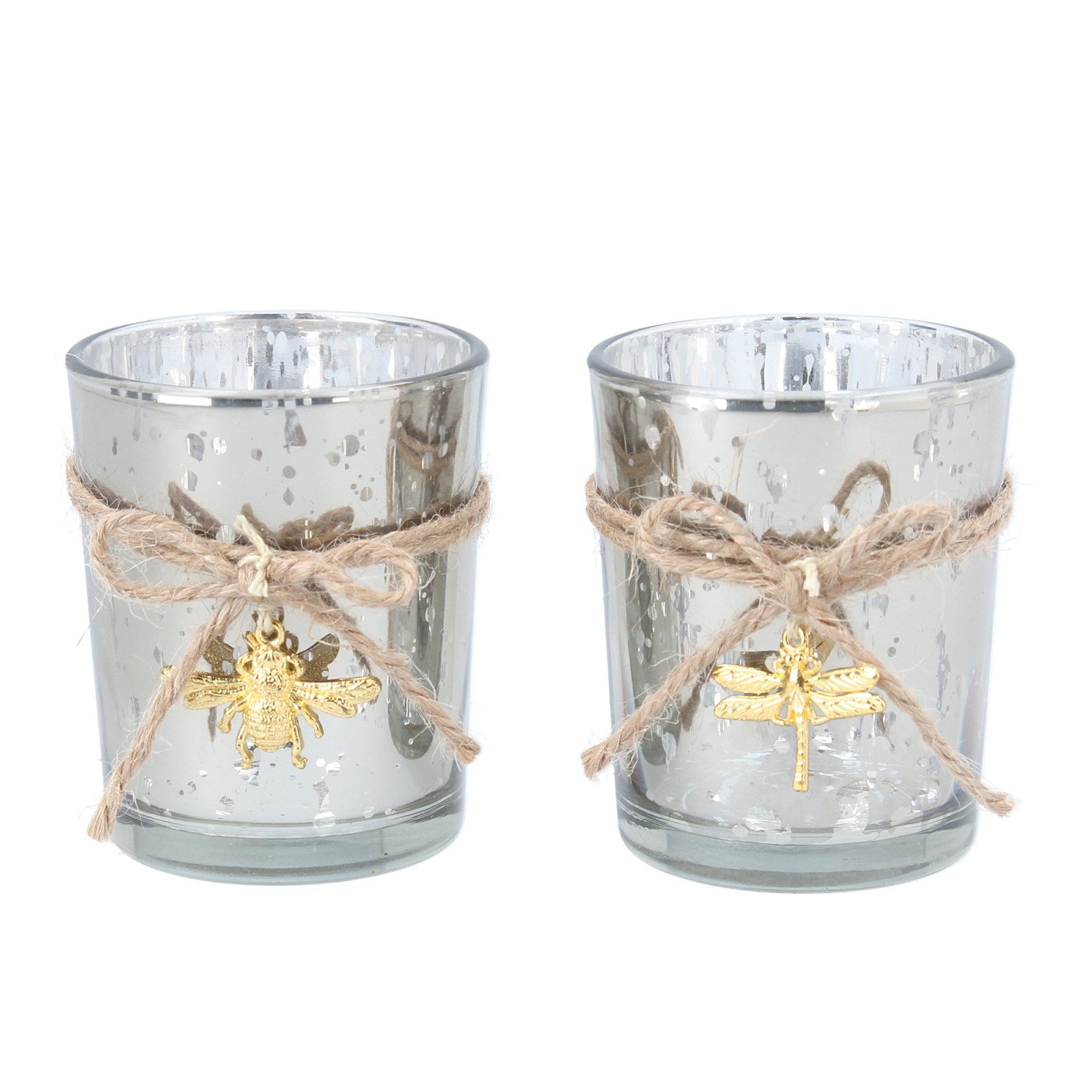 Glass Gold Bug Tealight Holder