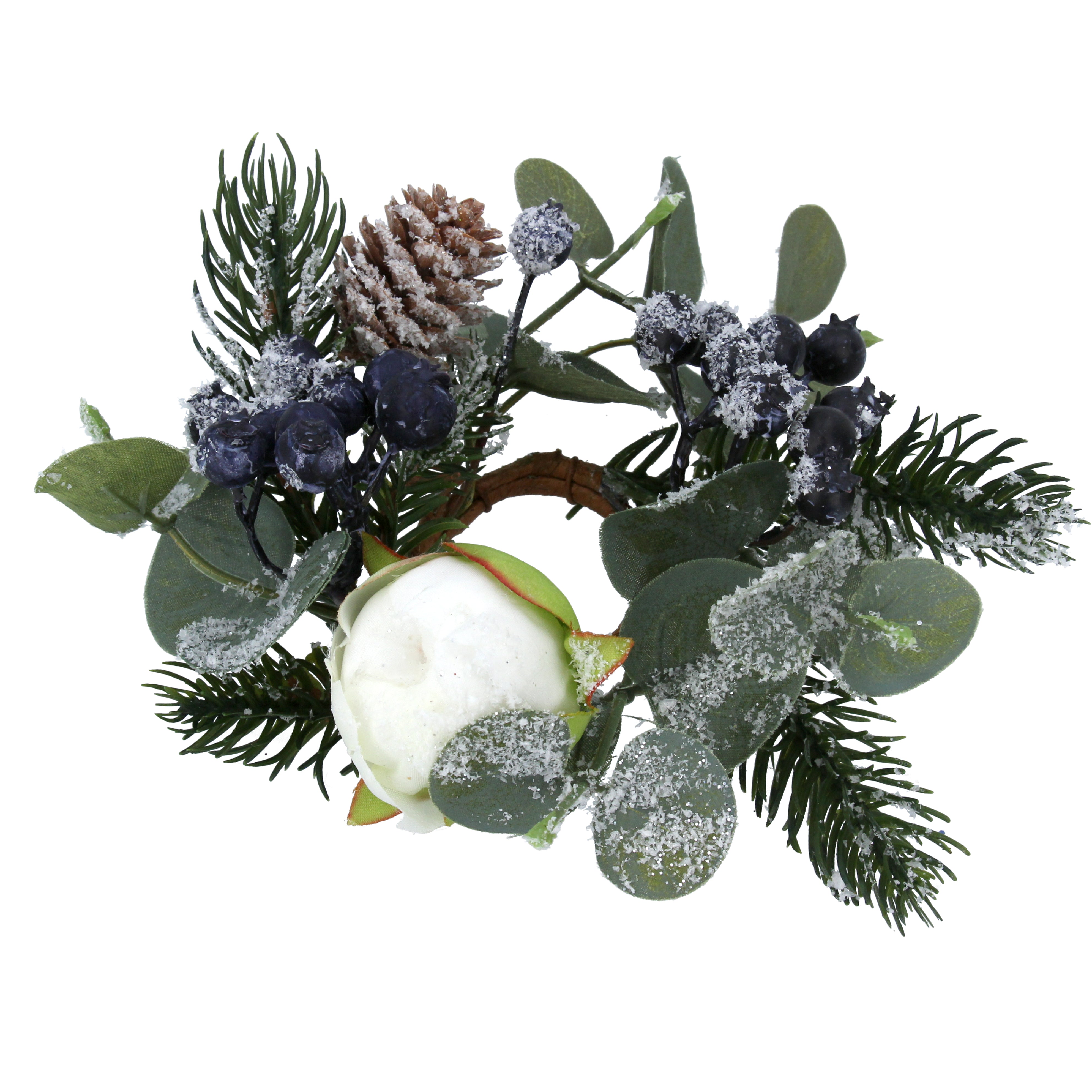 Small Eucalyptus with Fir & Blueberries Candle Ring, Sml