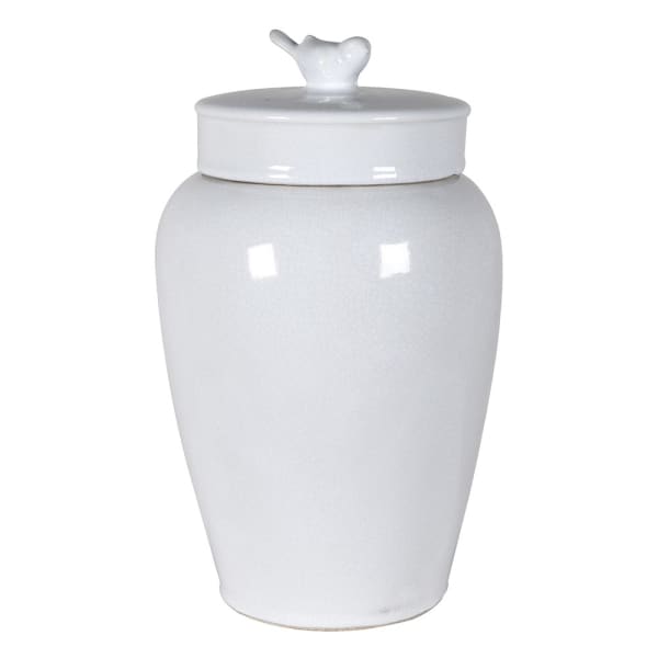 Large White Bird Top Jar