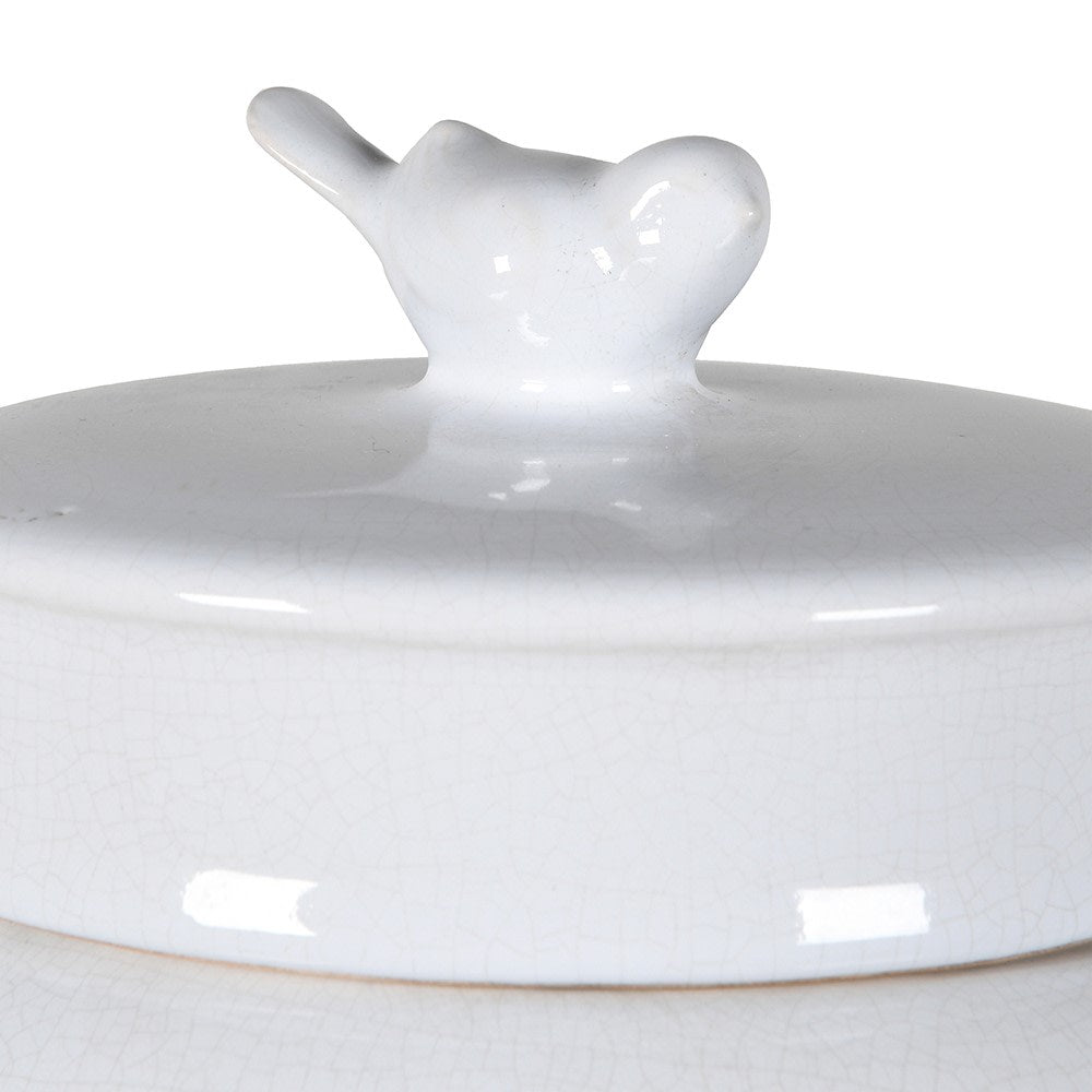 Large White Bird Top Jar