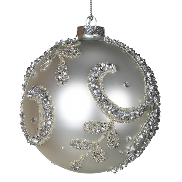 Matt Silver Beaded Bauble