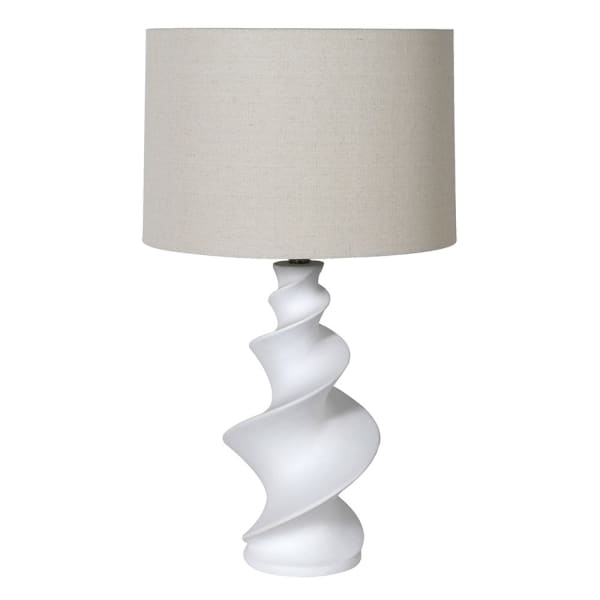 White Swirl Table Lamp With Linen Shade