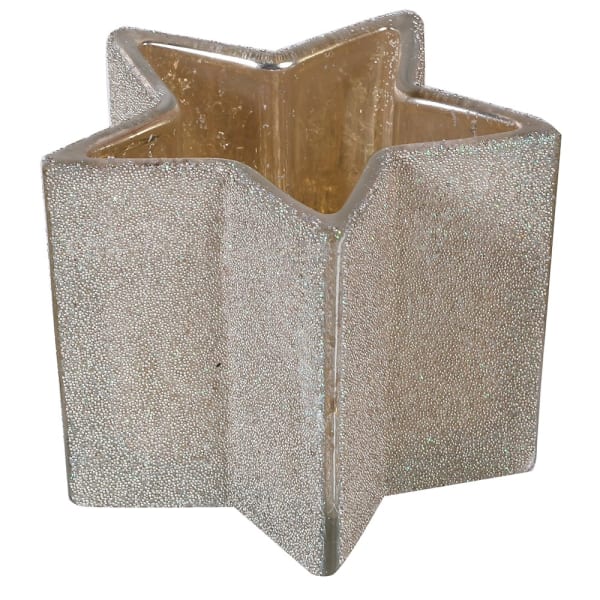 Silver Glitter Star Candle Holder