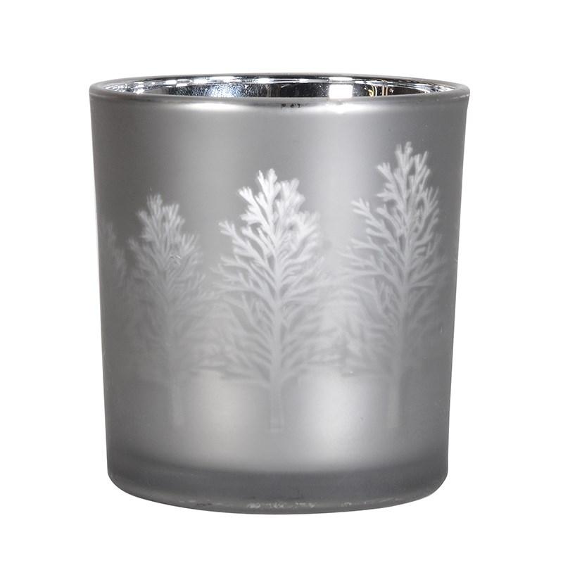 Extra Small Silver Trees Glass Tea Light Holder