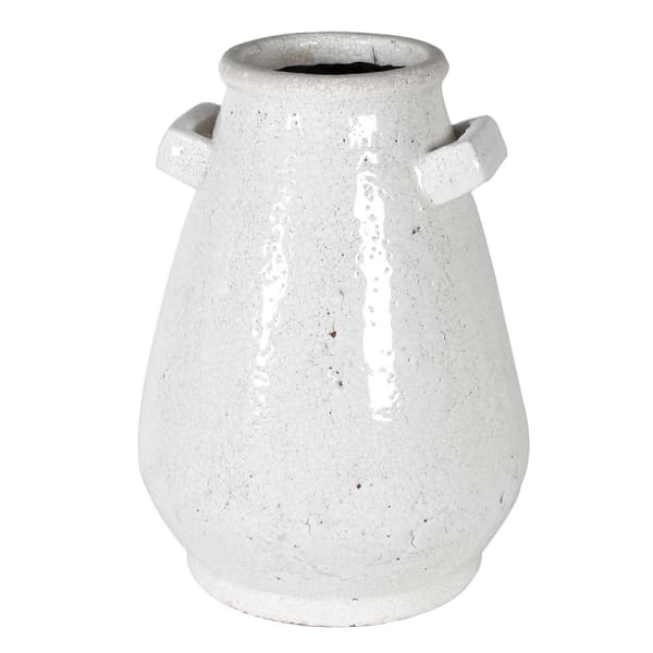 Terracotta Handled White Vase