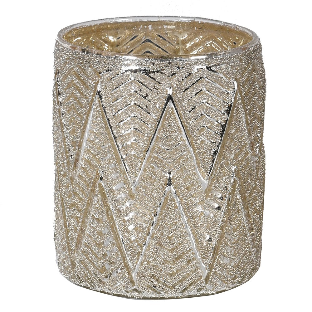 Antique Silver Chevron Candleholder