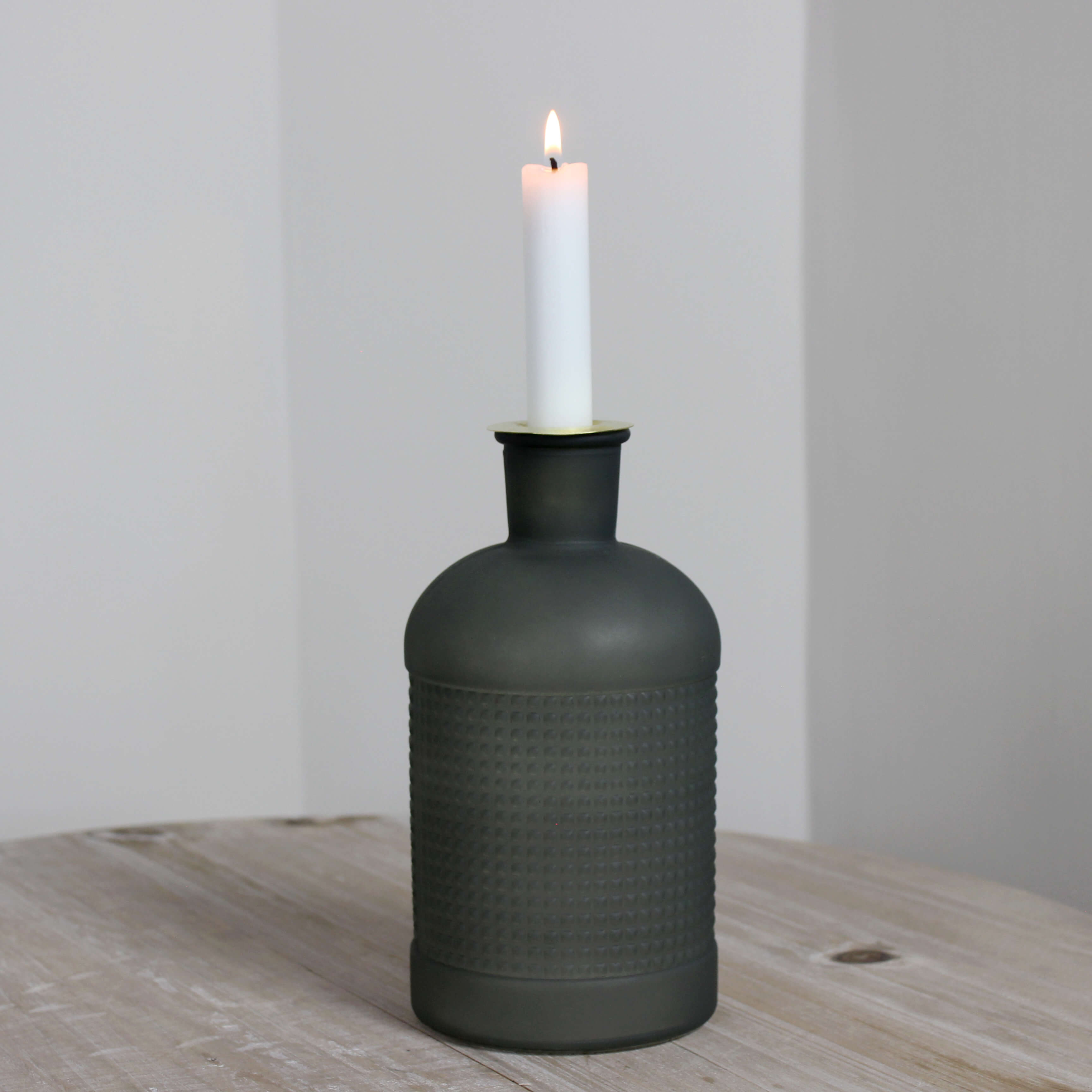 Elisa Matt Green Glass Bottle Candle Holder