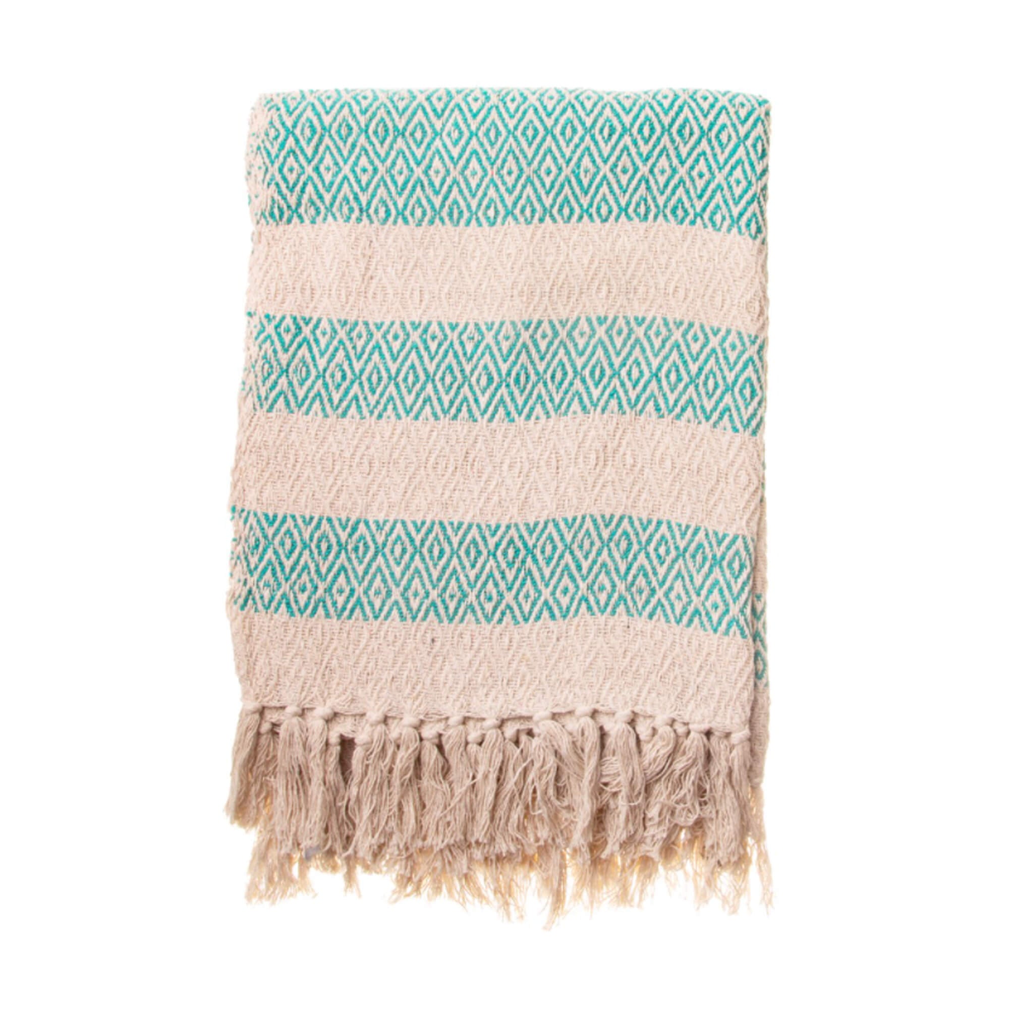 Green Diamond Twill Throw