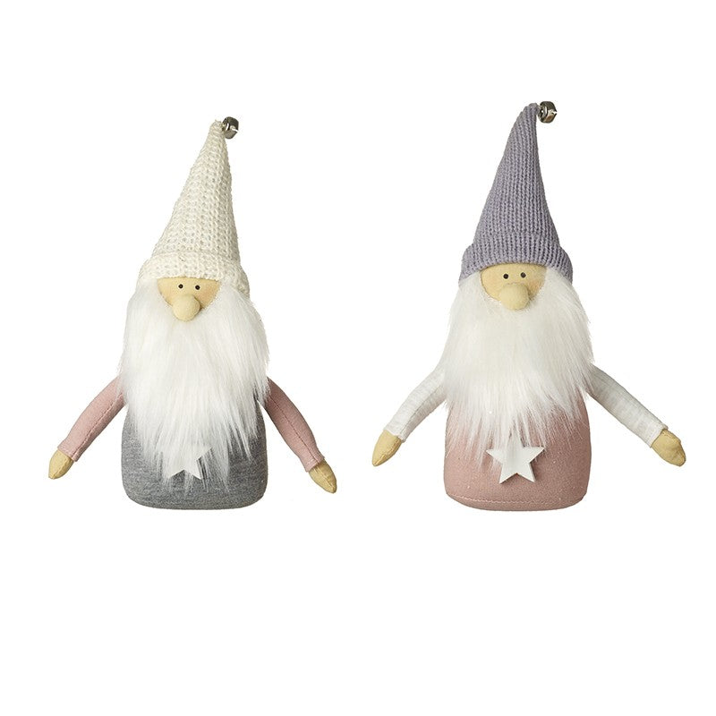 Standing Pink/Grey Santa Ornament