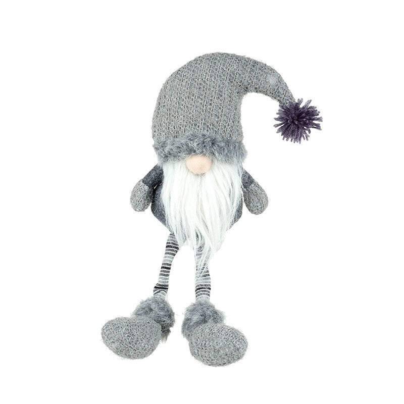Small Grey Bobble Hat Santa Shelf Sitter