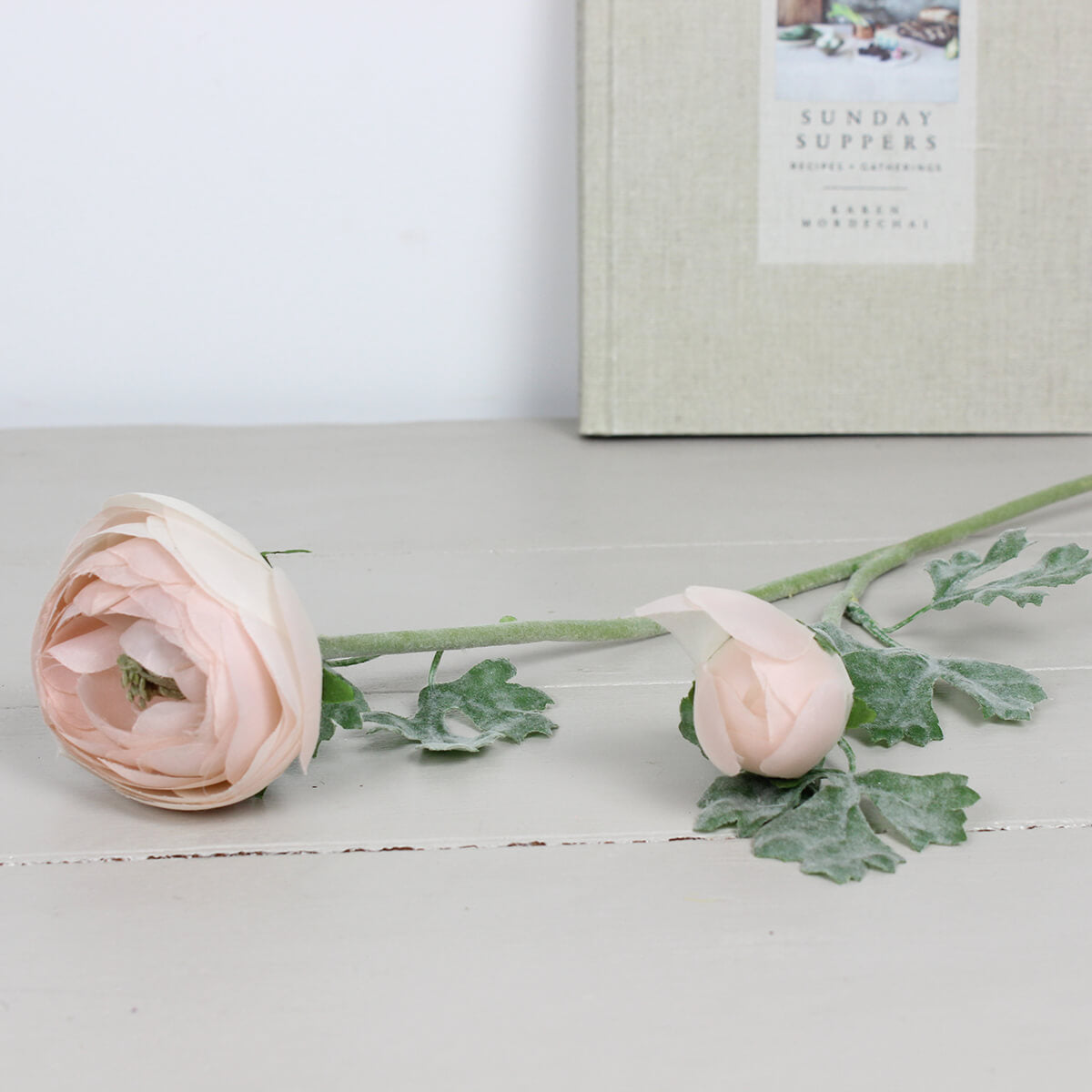 Faux Pastel Pink Ranunculus Stem
