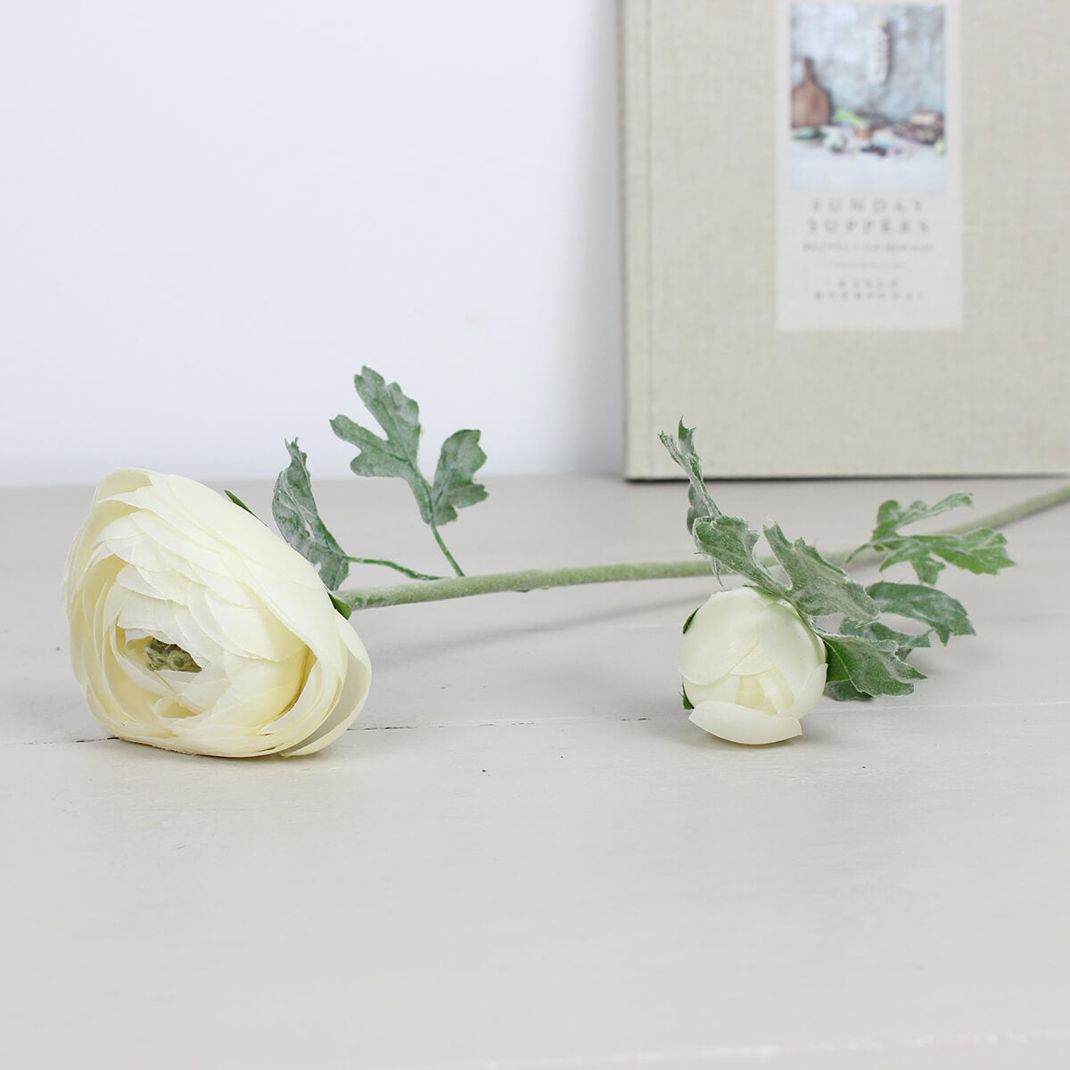 Faux Cream Ranunculus Stem