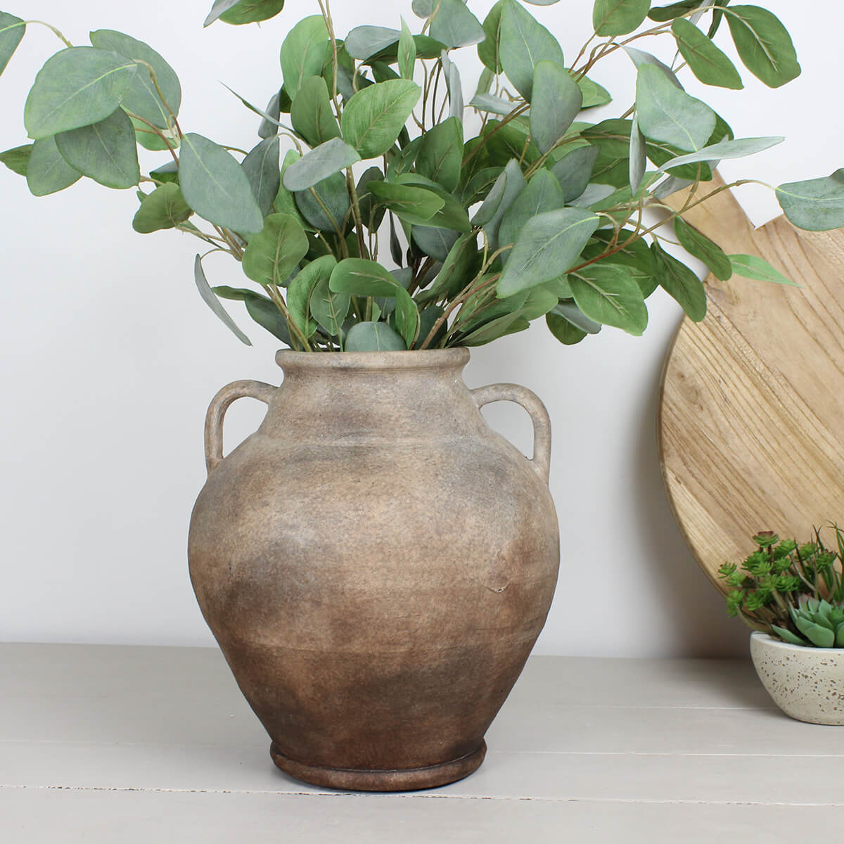 Mottle Effect Terracotta Handle Vase