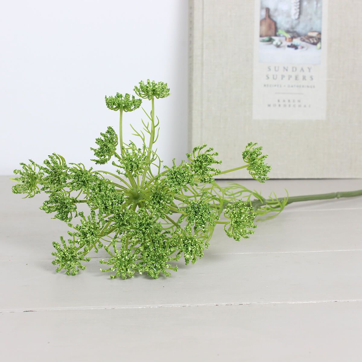 Faux Green Queen Annes Lace Stem