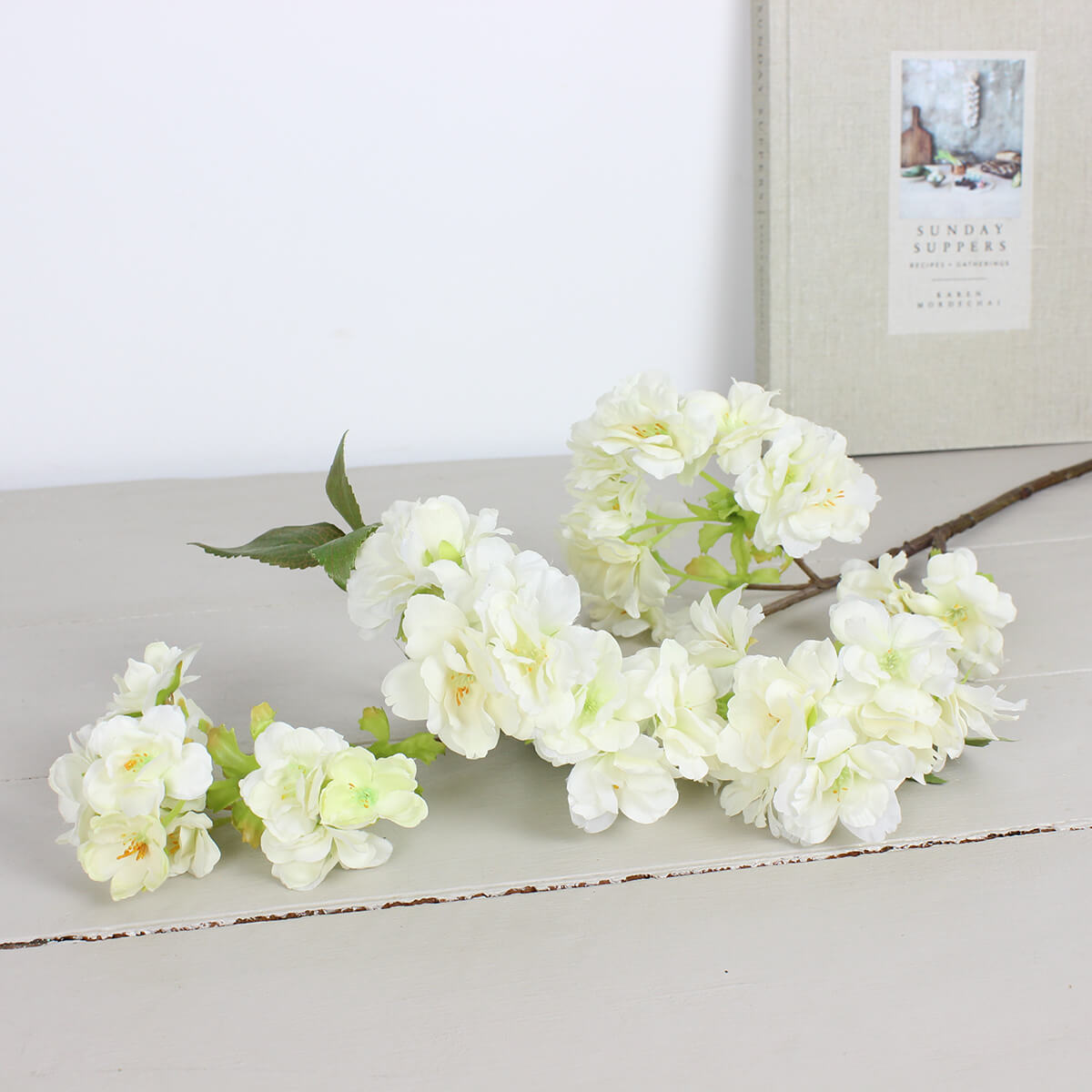 White Cherry Blossom Spray Stem