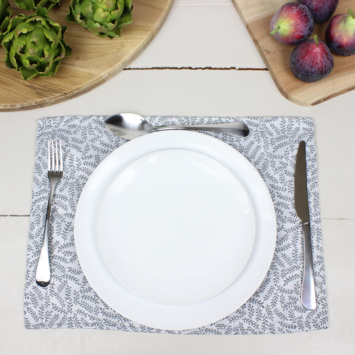 Petal Grey Fabric Placemat