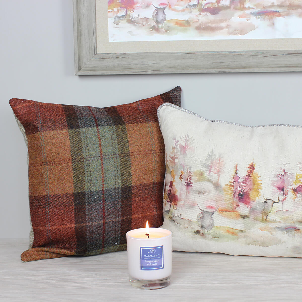 Skye Orange Tweed Wool Cushion