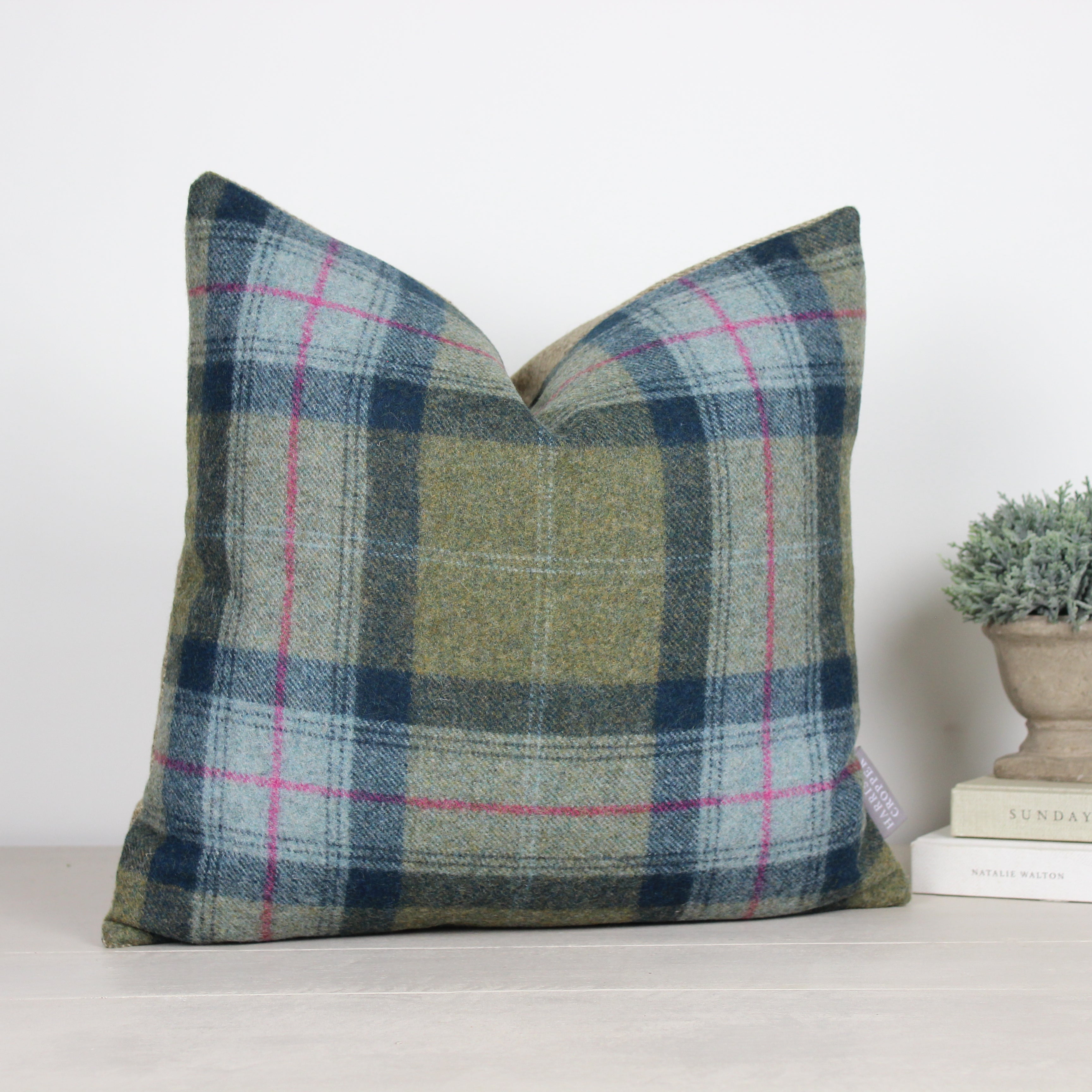 Skye Olivine Tweed Wool Cushion
