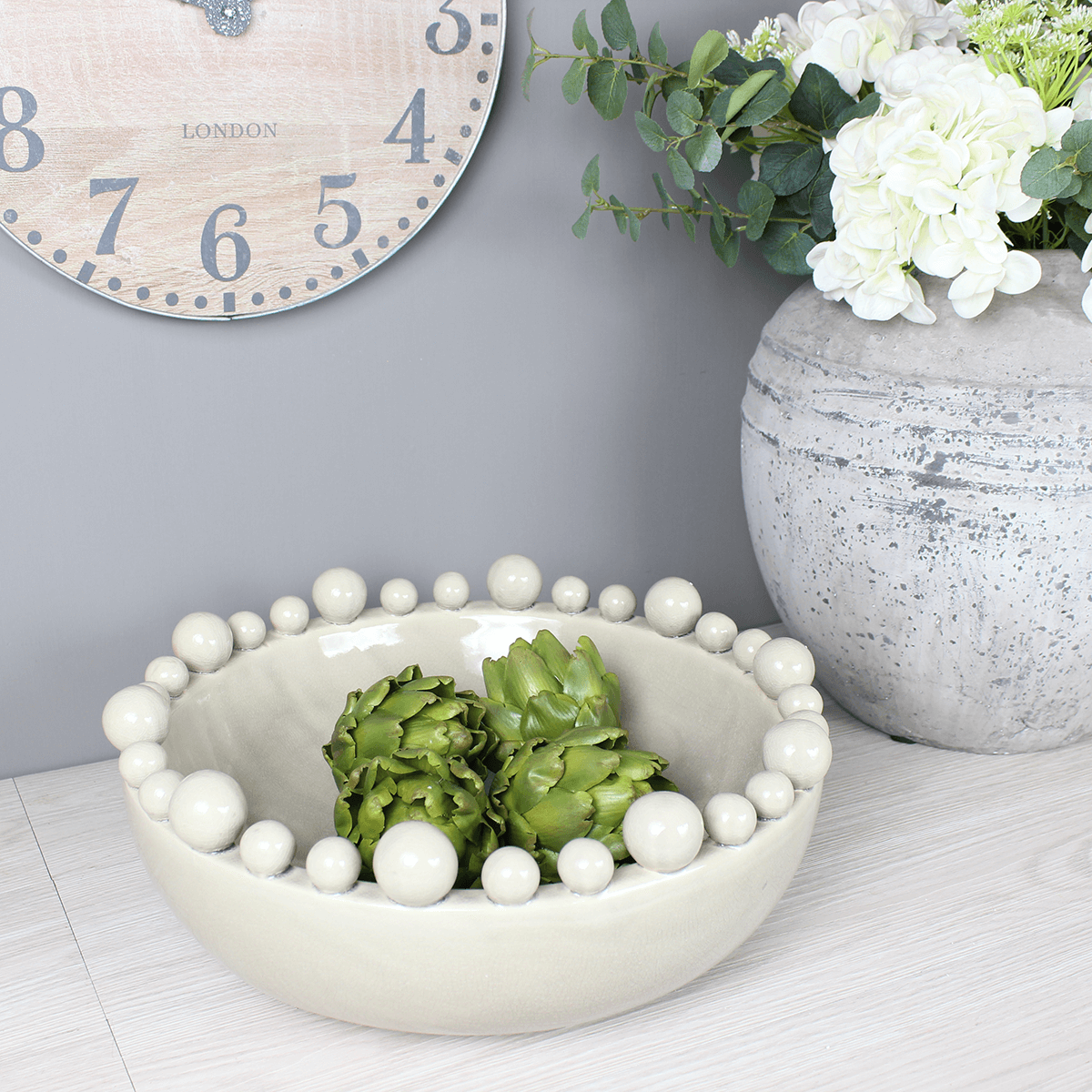 Bobble Edged Beige Decorative Bowl
