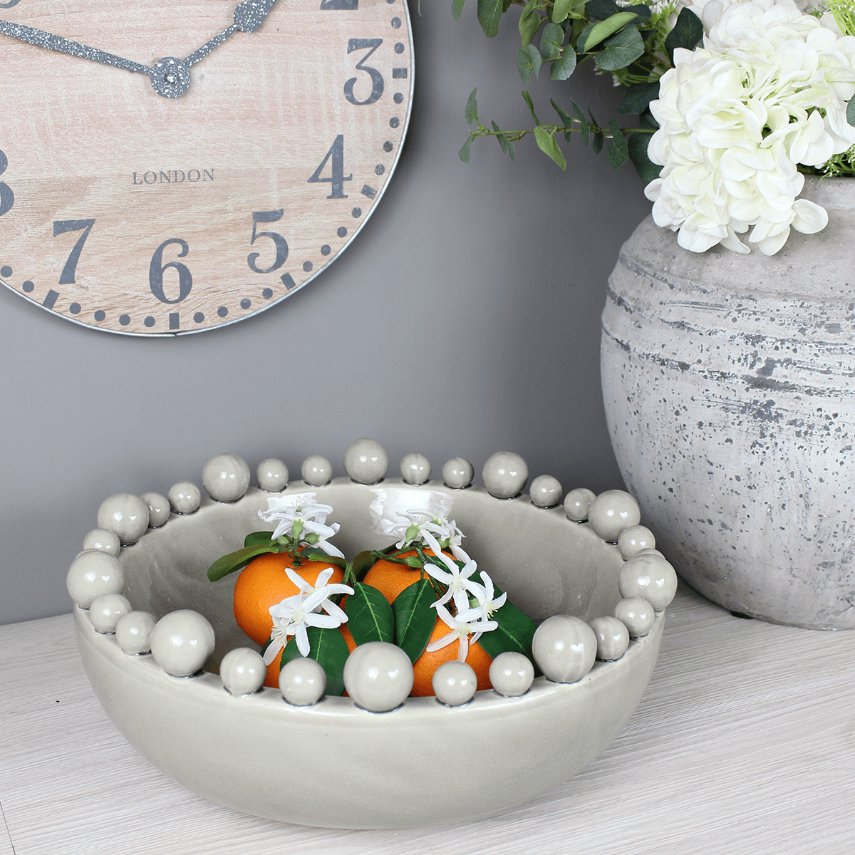 Bobble Edged Grey Decorative Bowl
