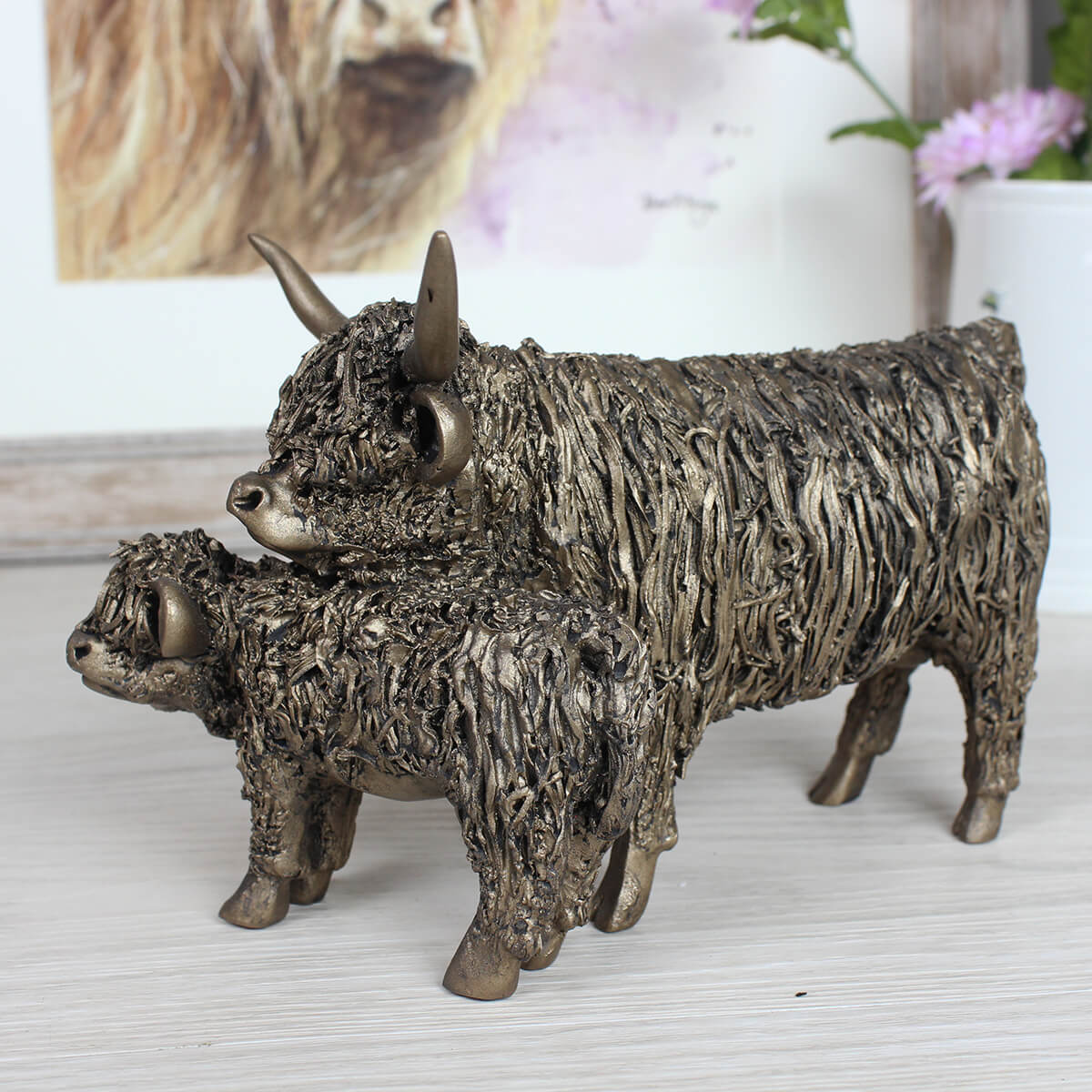 Highland Cow & Calf Frith Bronze Sculpture