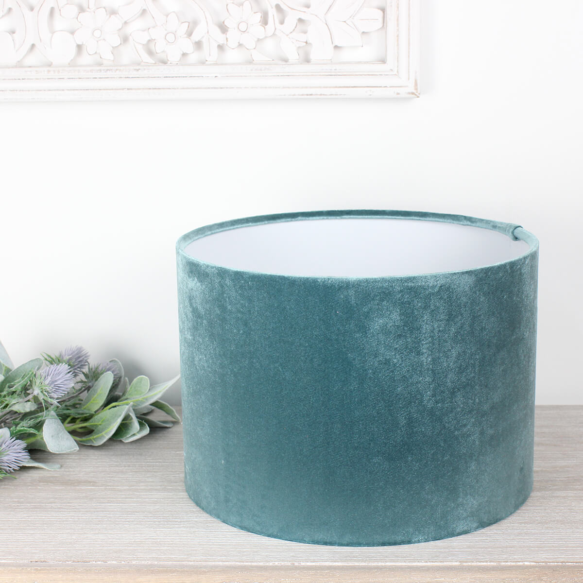 Glamour Duck Egg Velvet Drum Lampshade