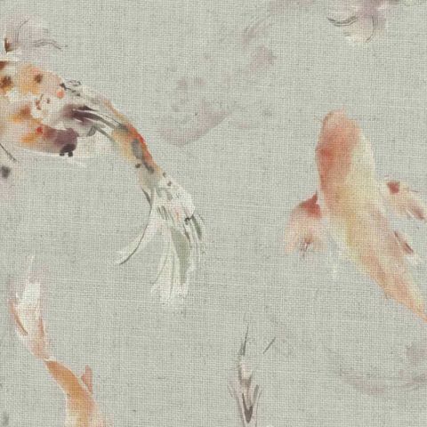 Koi Carp Amber Linen Roman Blind