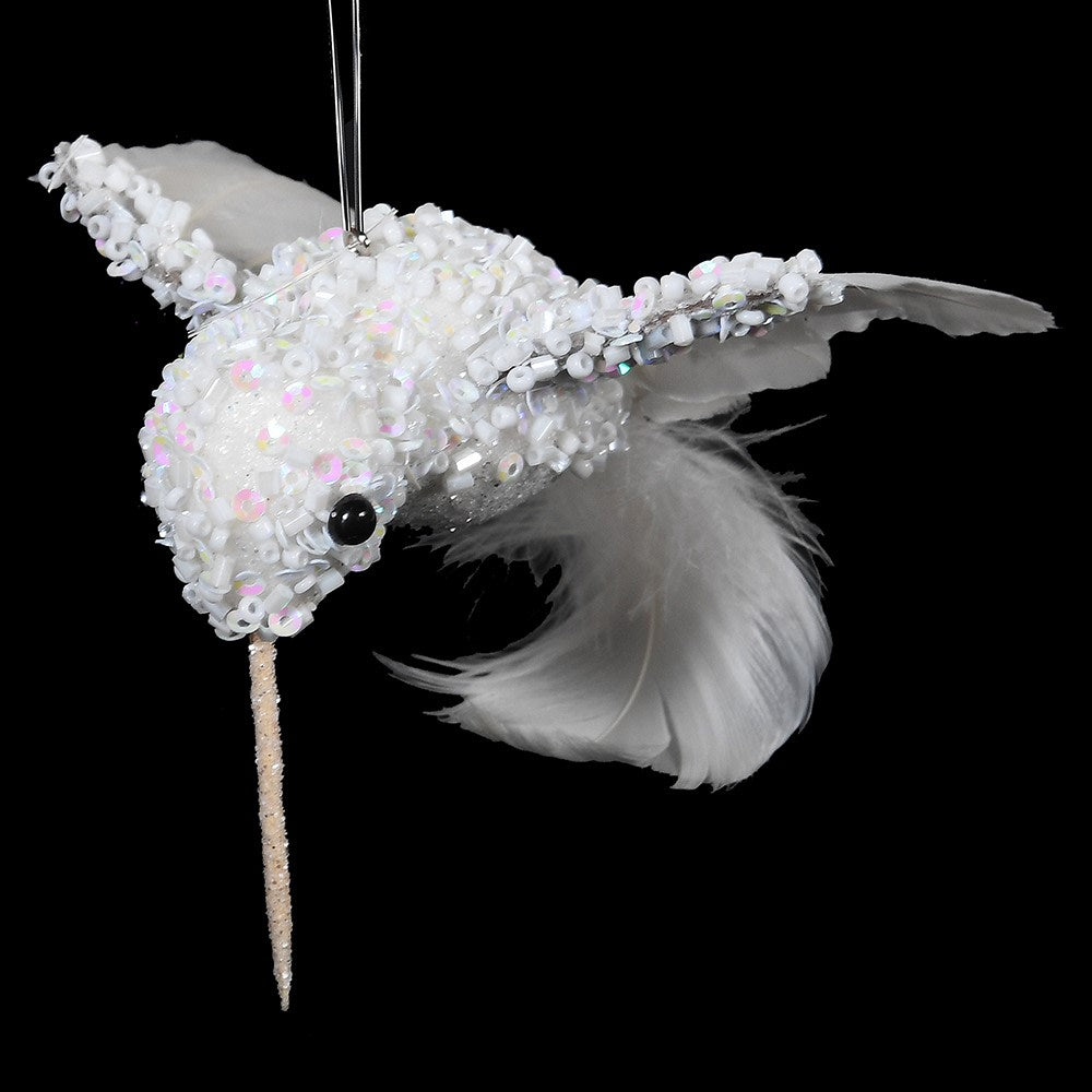 White Feather and Sequin Hummingbird