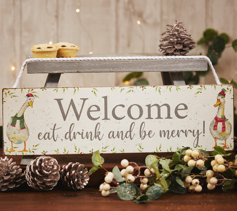 Ducks Welcome Christmas Plaque