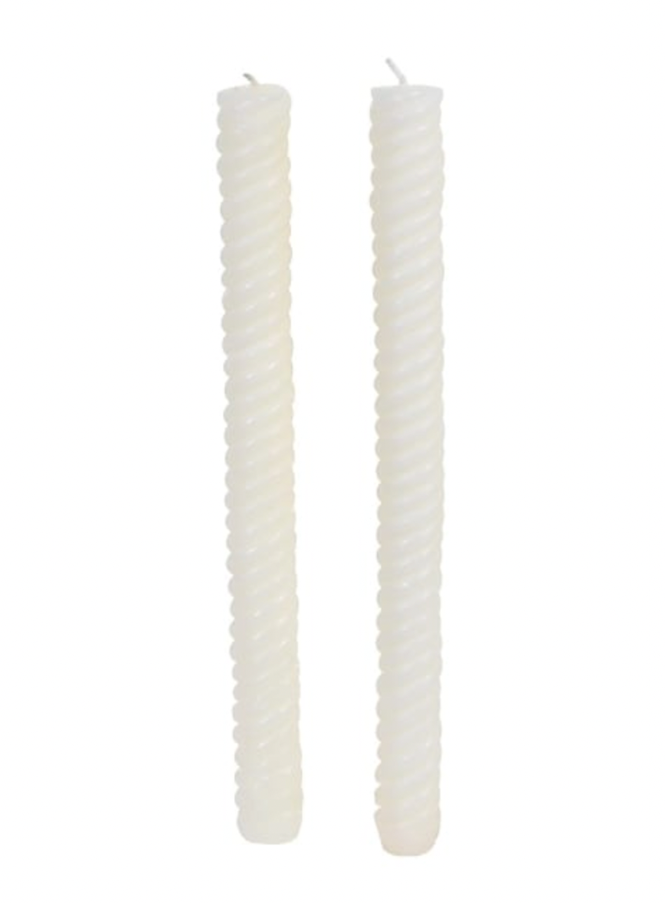 Set of 2 White Dinner Candles