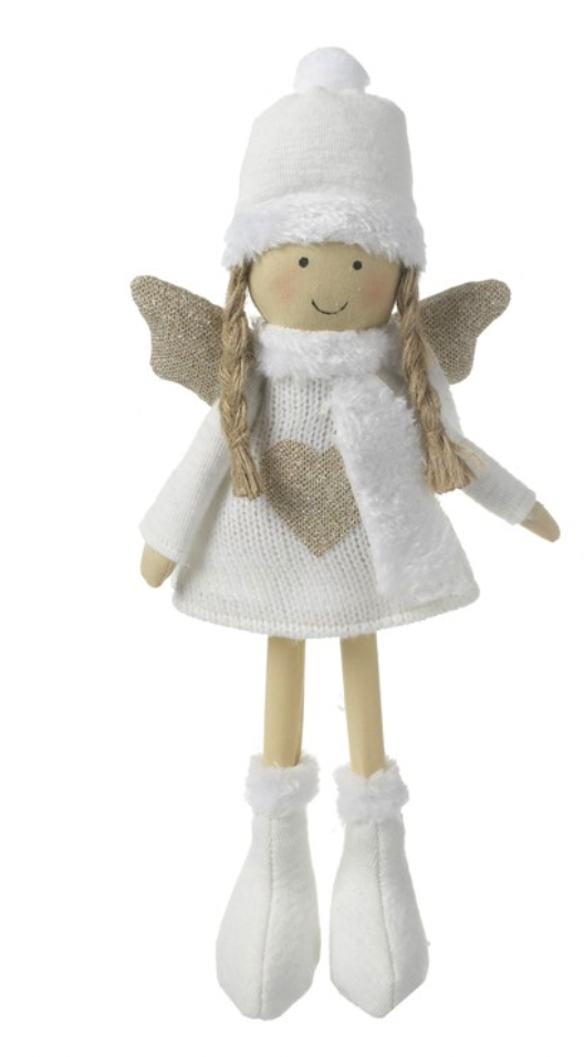 White Fabric Standing Angel Ornament