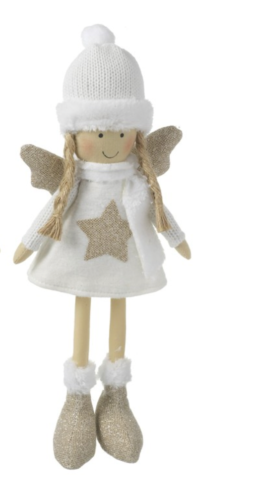 White Fabric Standing Angel Ornament