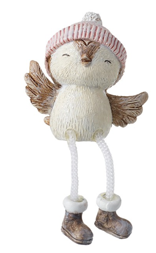 Sitting Bird with Hat Ornament