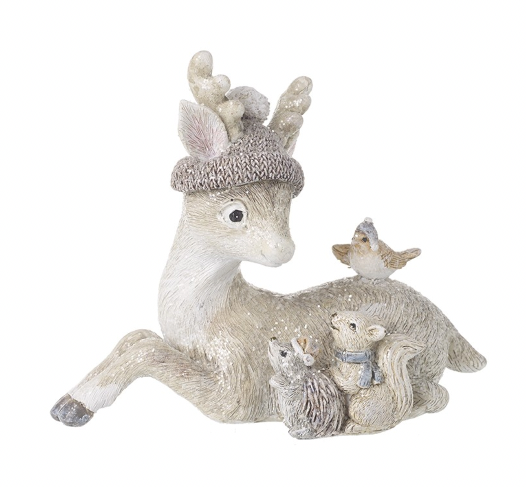 Sitting Baby Deer With Friends