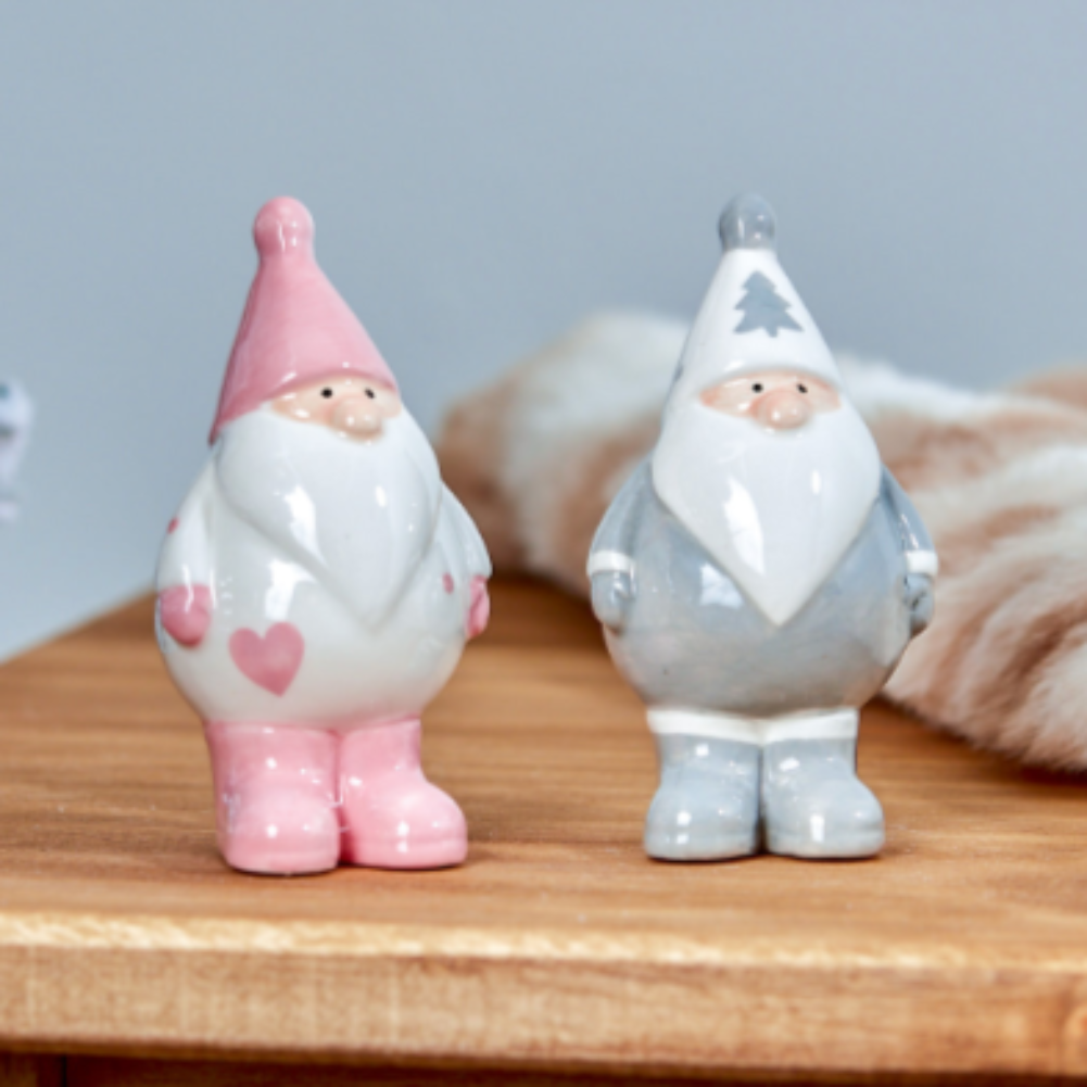 Small Pink & Grey Santa Ornament