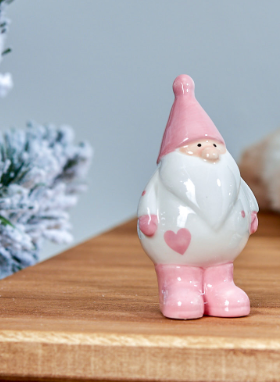 Small Pink & Grey Santa Ornament