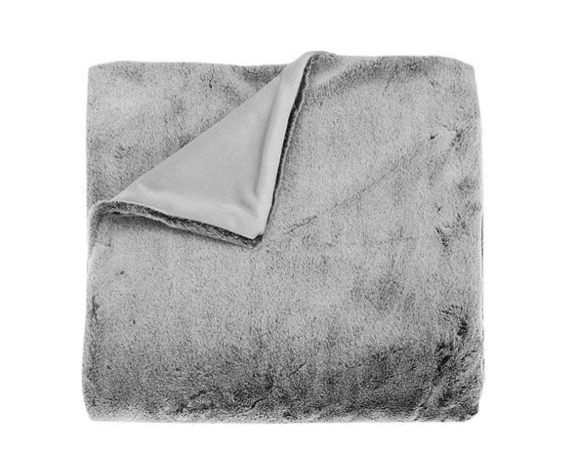 Charcoal Tipped Faux Fur Throw