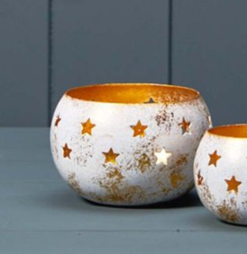 Gold Antique Votive With Star Decal - Large