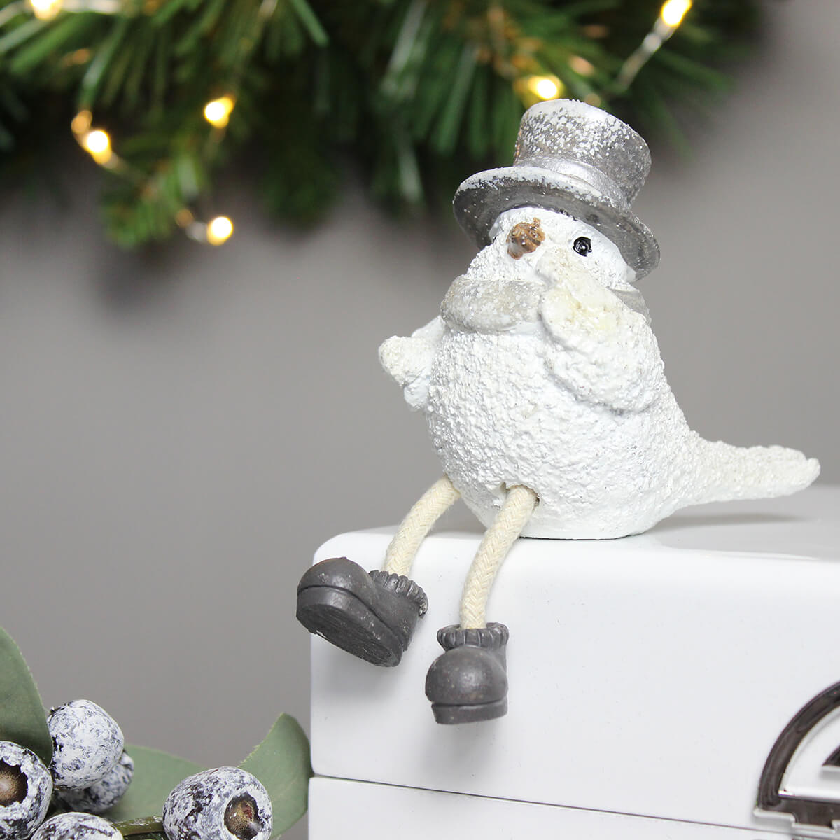 Simon White Sitting Bird Christmas Decoration