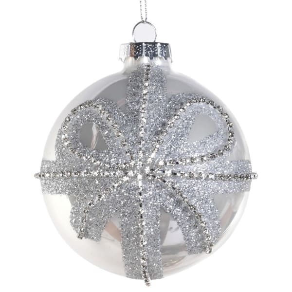 Small White Diamante Bow Bauble
