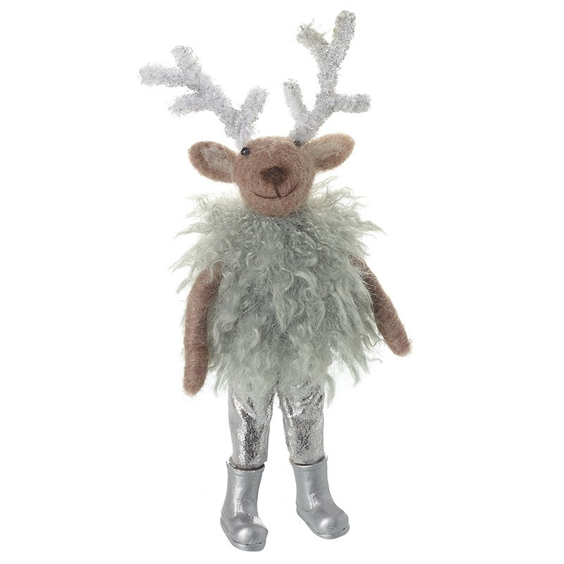 Woollen Deer In Fluffy Dress Decoration