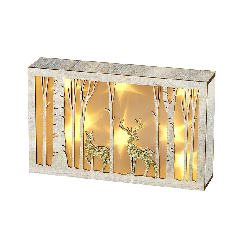 Light Up Birch Woodland Reindeer Box