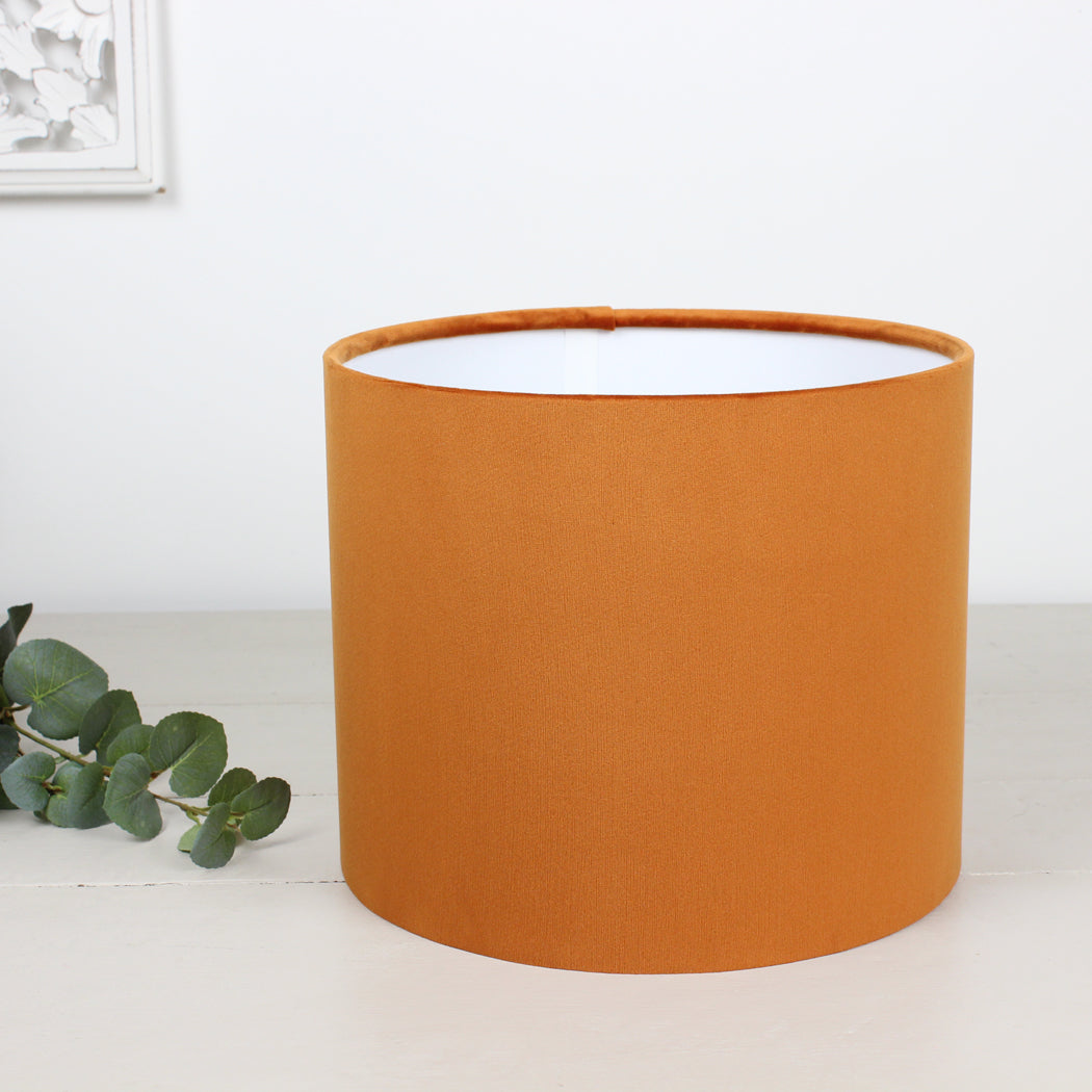 London Terracotta Velvet Drum Lampshade