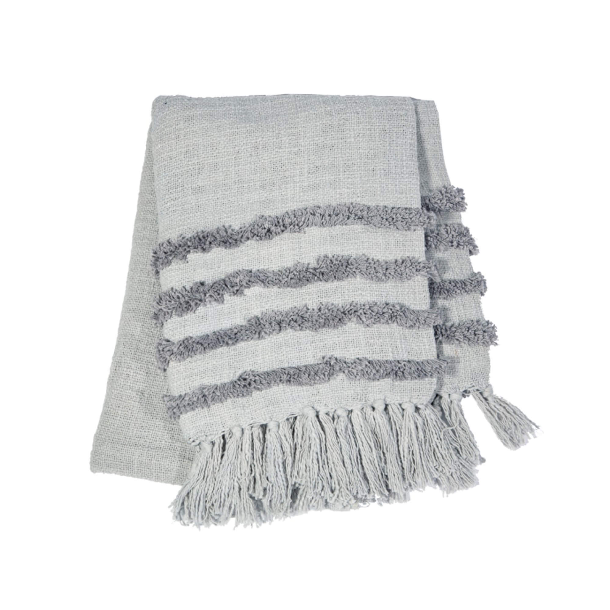 Grey Tufted Blanket Throw